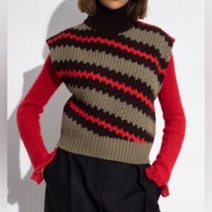 Salvatore Ferragamo Jumper Virgin Wool Crochet Sweater Vest Size Small